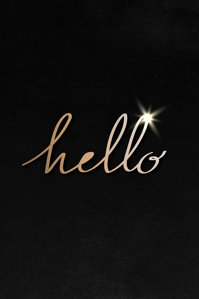 Hello golden doodle typography on a black background design resource vector