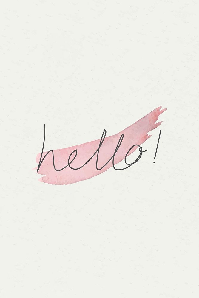 Hello typography with a pink brush stroke design resource vector 