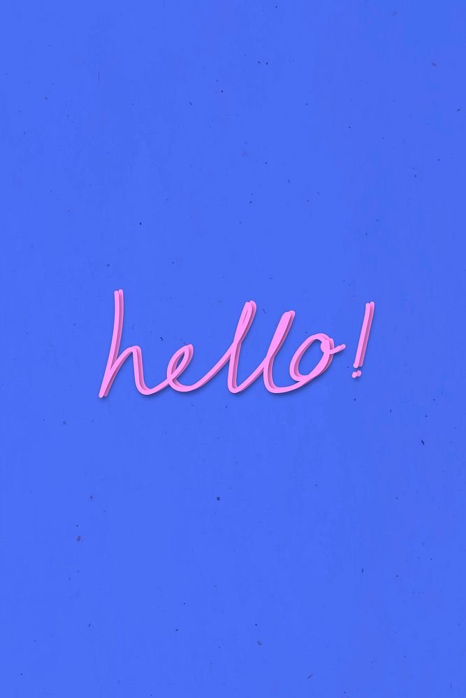 Pink hello doodle typography on a blue background vector