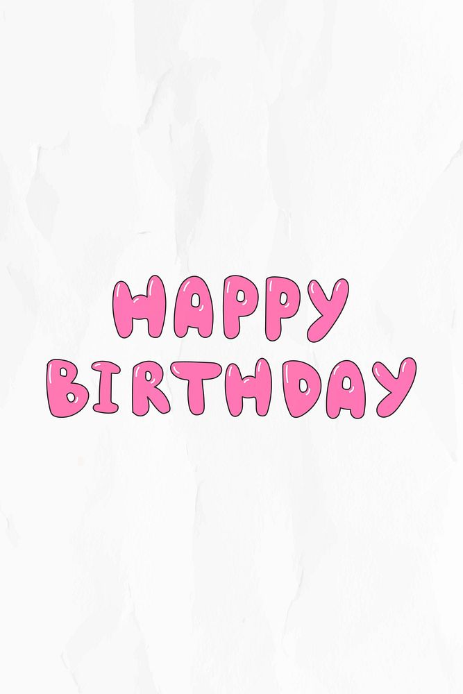 Pink happy birthday word vector