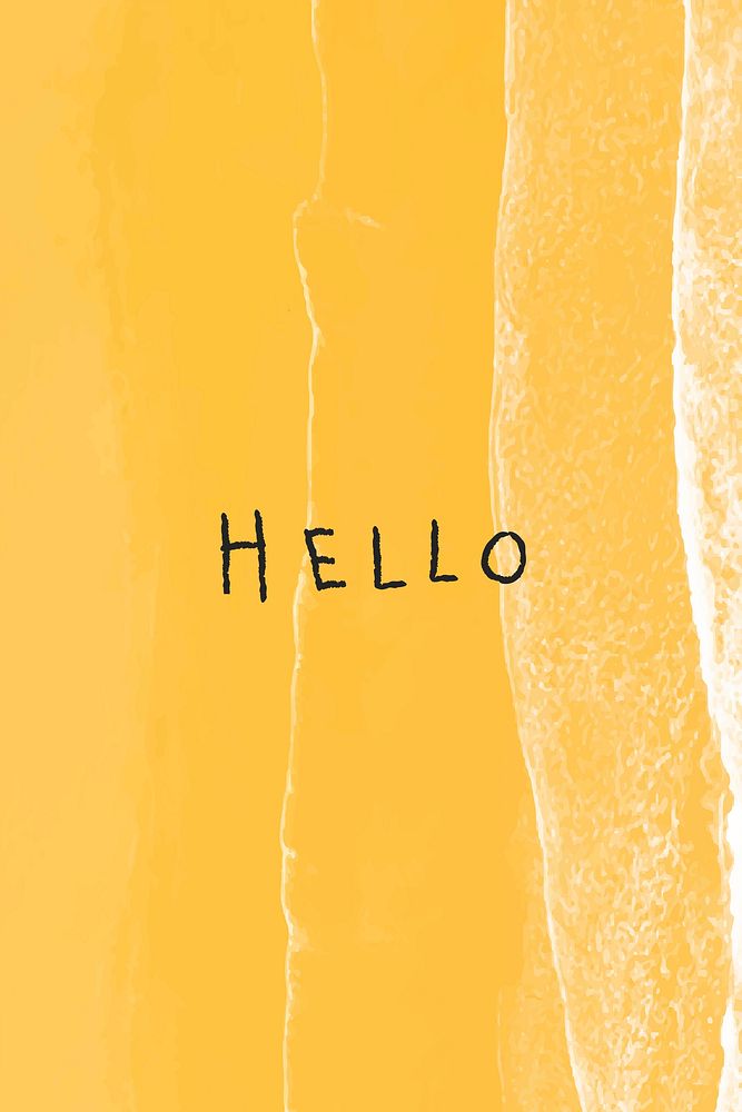 Hello funky typography on a yellow background design resource vector 