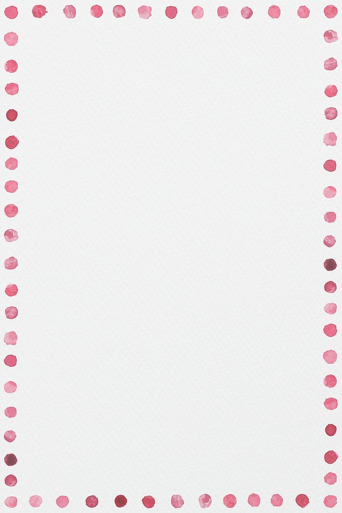 Pink watercolor blobs frame on white background