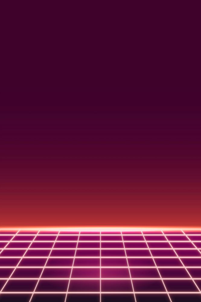 Red grid neon patterned background vector