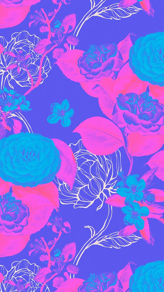 Colorful funky floral patterned background