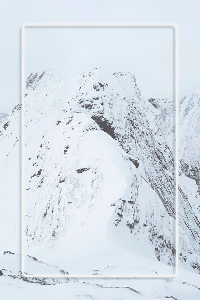 White frame psd wintery mountain background