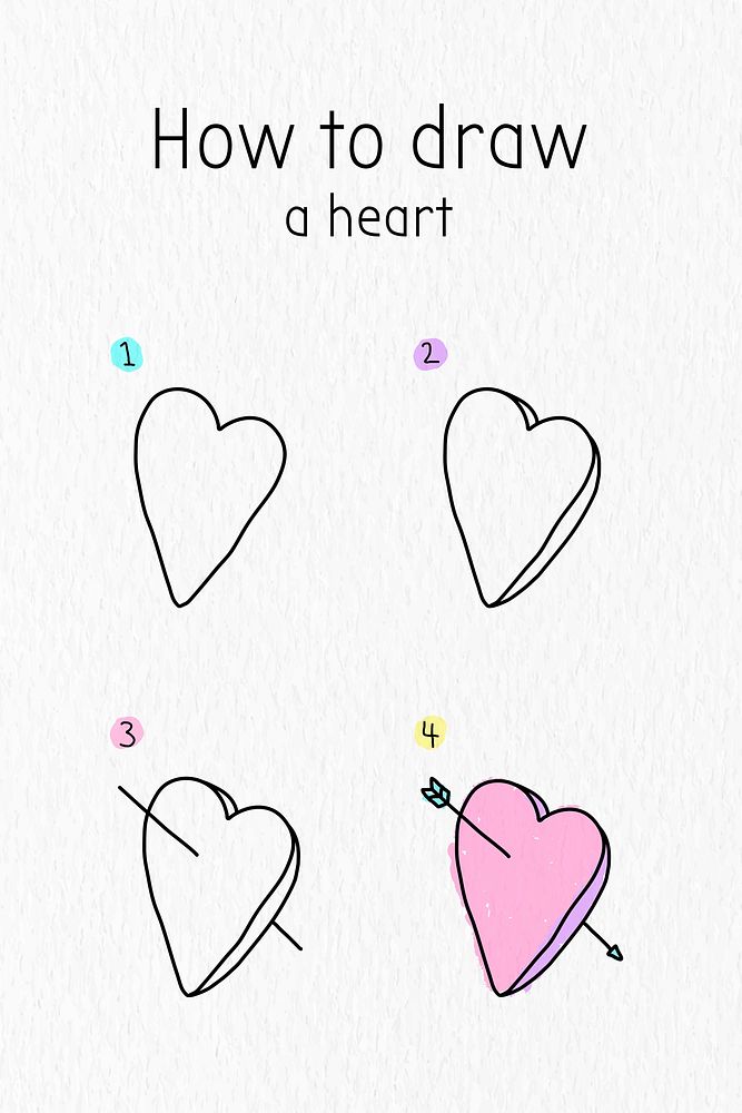 How to draw a heart doodle tutorial vector