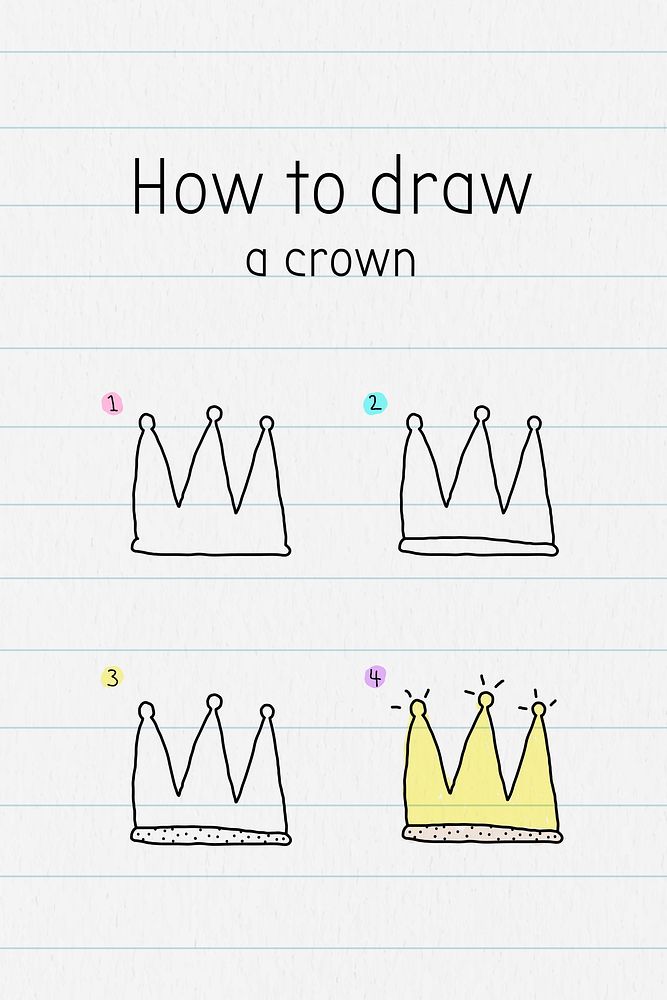 How to draw a crown doodle tutorial vector