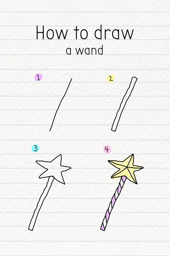 How to draw a star fairy wand doodle tutorial vector