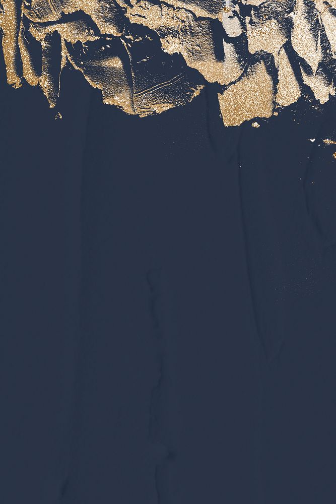 Gold glitter border psd on navy blue background