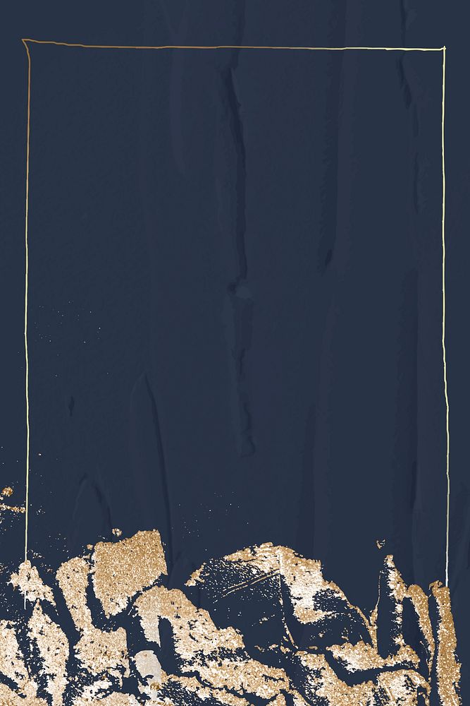 Gold glitter frame vector on navy background