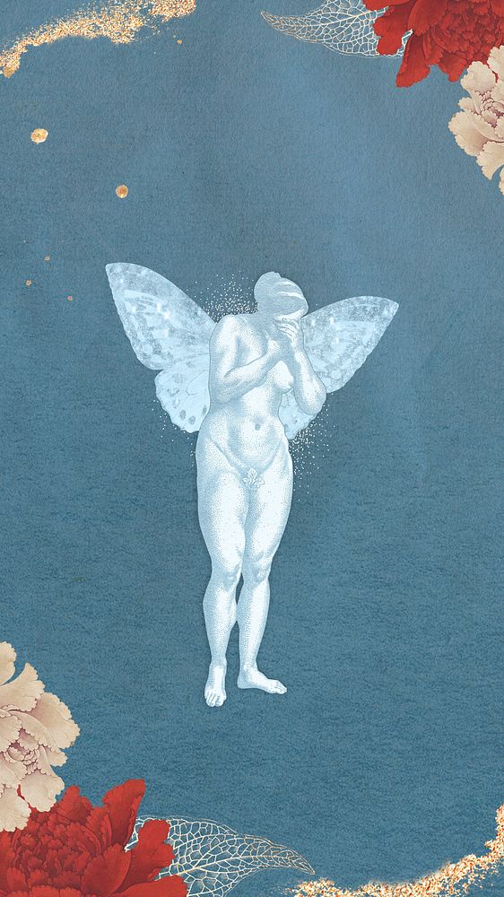 Female nude with wings vintage illustration
