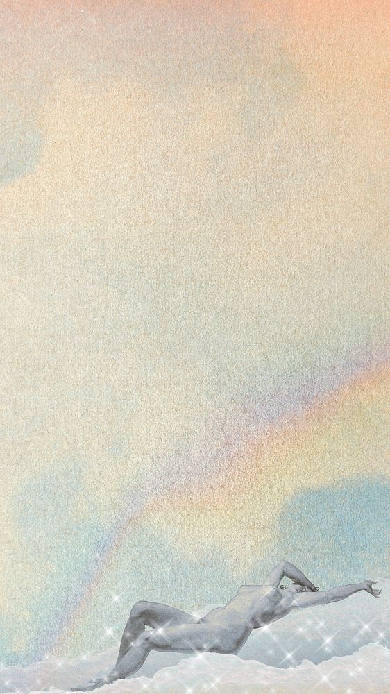 Nude woman on a cloud background