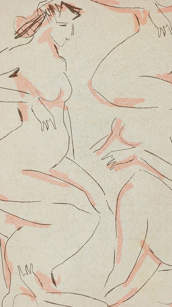 Nude art vintage pattern background