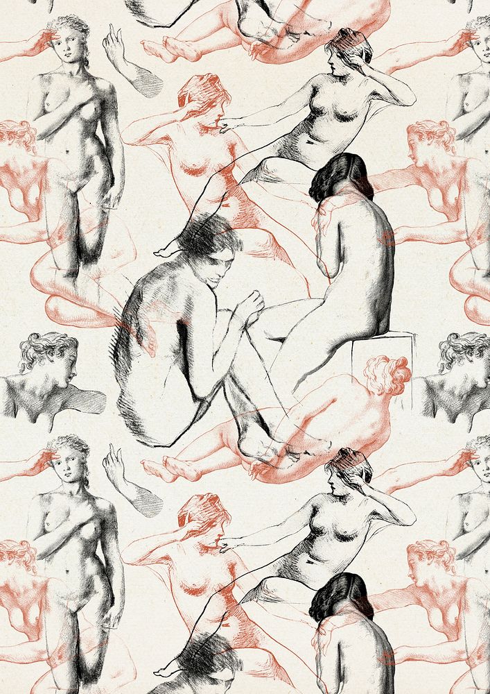 Female nude figure patterned background illustration