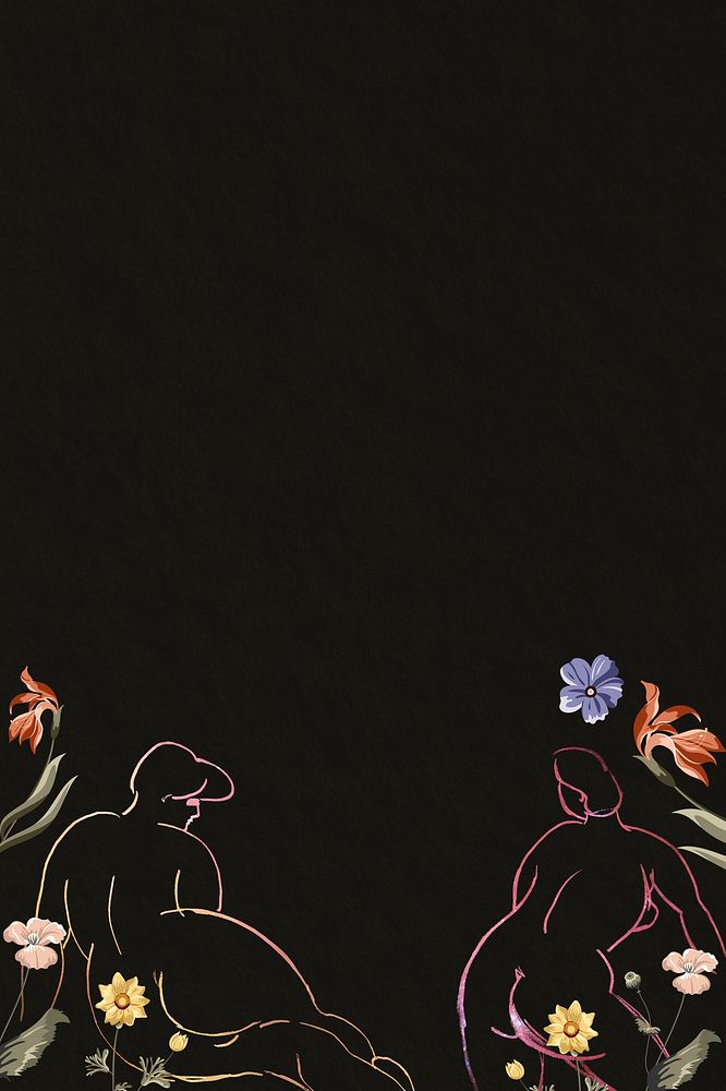 Naked women outline with flower background