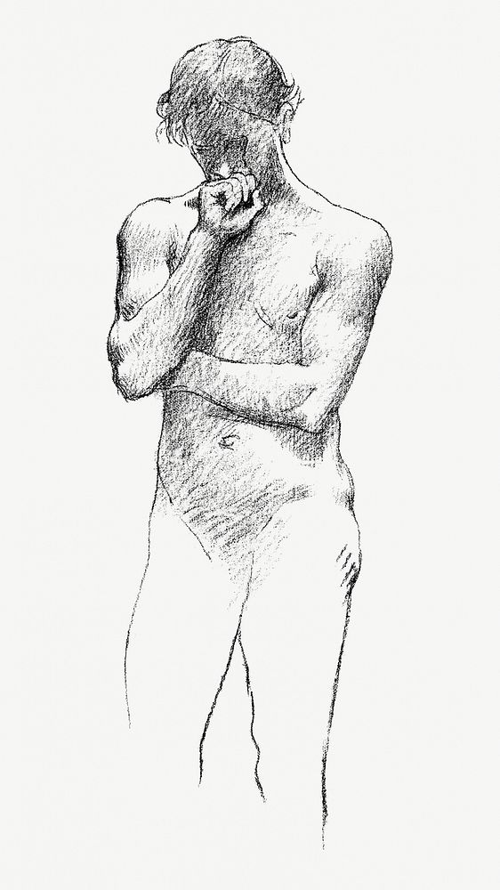 Standing naked man vintage illustration