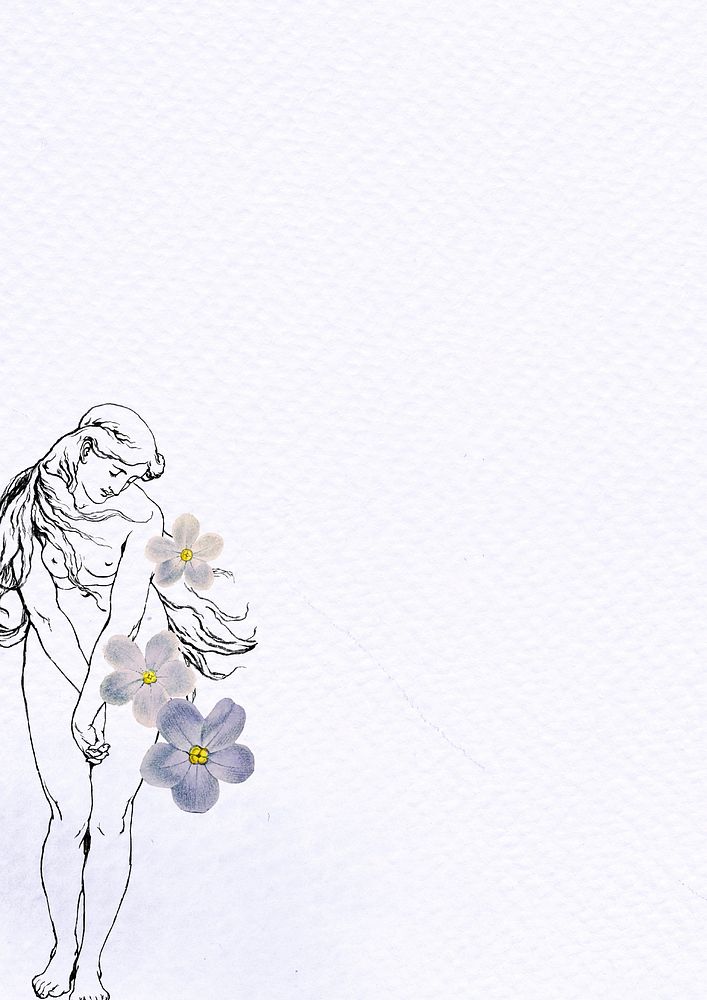 Naked woman with flowers background