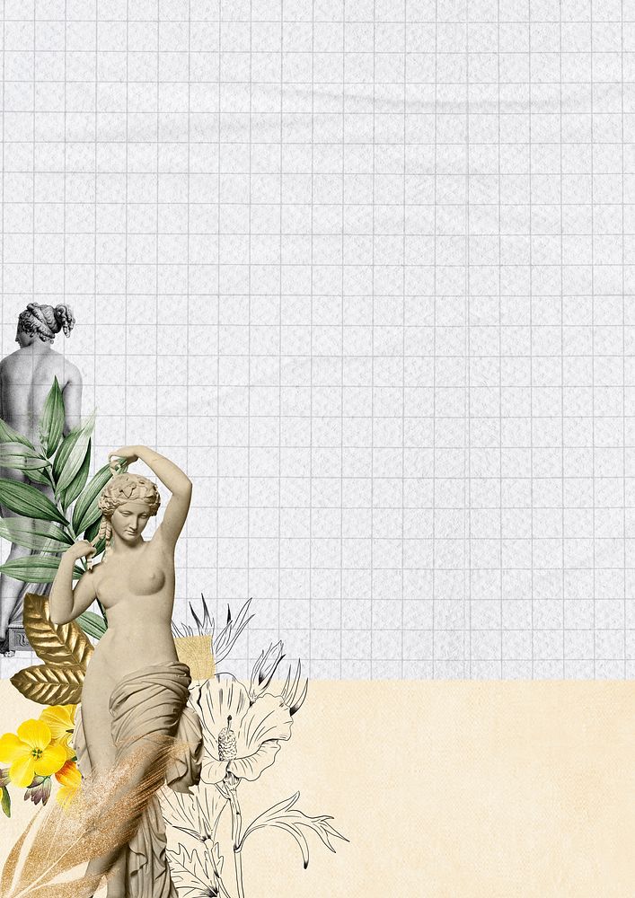 Greek womantorso with flower background