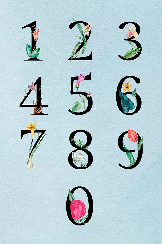 Vector 123 set vintage typography | Premium Vector - rawpixel