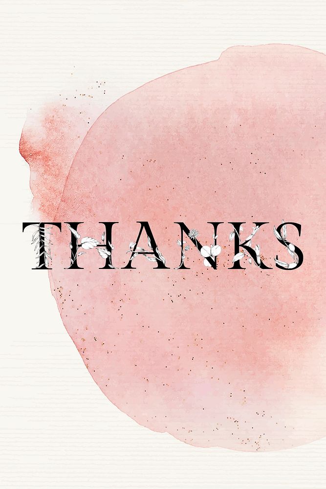 Vector thanks word floral font decorated typography