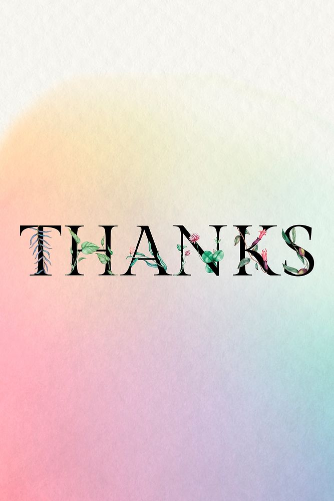 Thanks word floral font decorated typography
