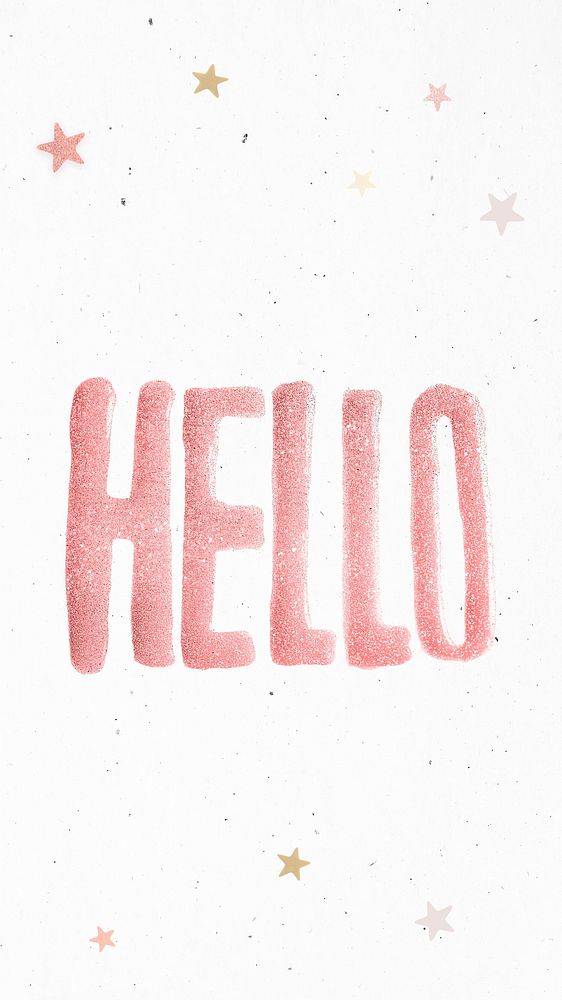 Hello pink text font typography sparkling word art