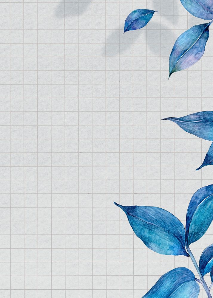 Blue botanical border in watercolor