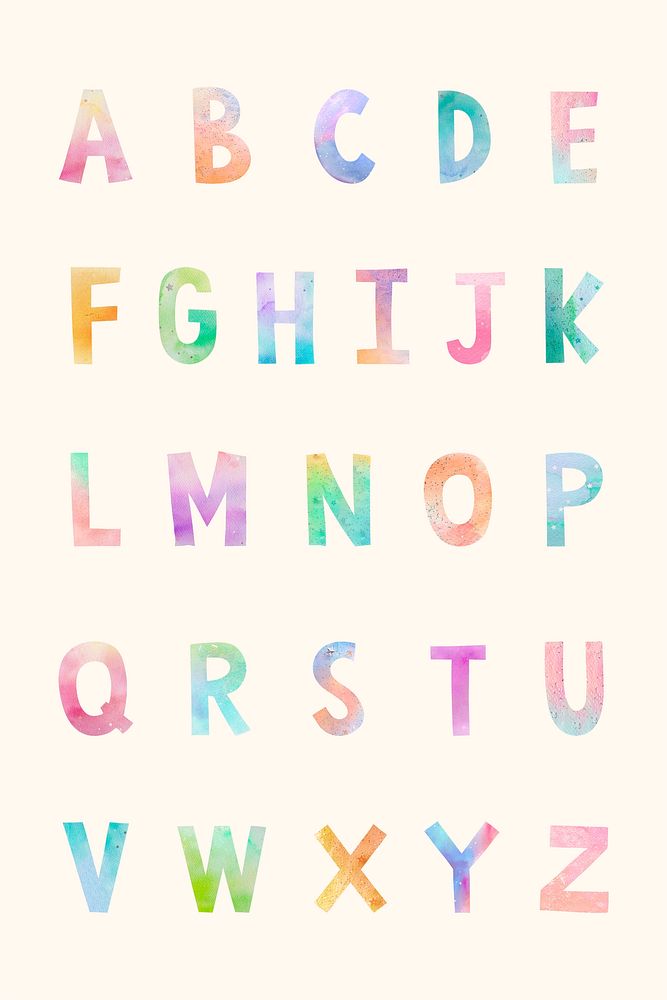 Abc collection colorful pastel typography 