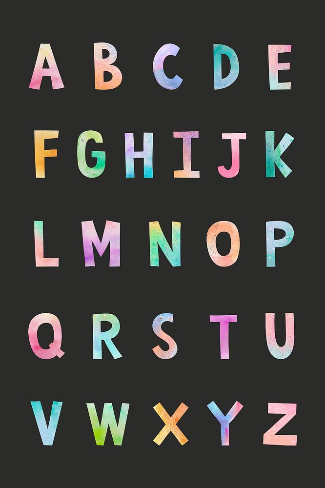Abc collection colorful typography psd