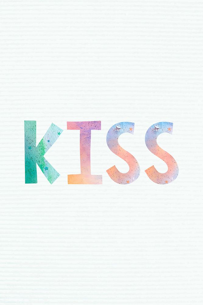 Colorful pastel kiss word design