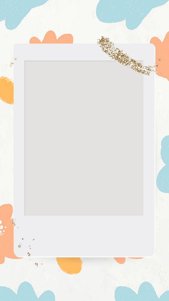 Instant camera frame flower doodle floral background