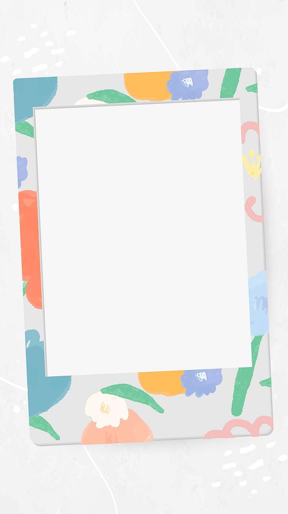 Vector flower decorated instant camera frame design space