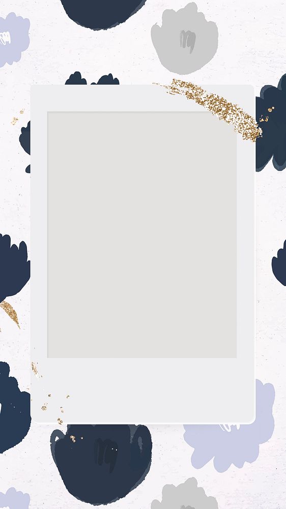 Instant camera frame flower doodle floral background