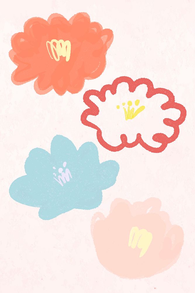Pastel blooming flower vector floral illustration set