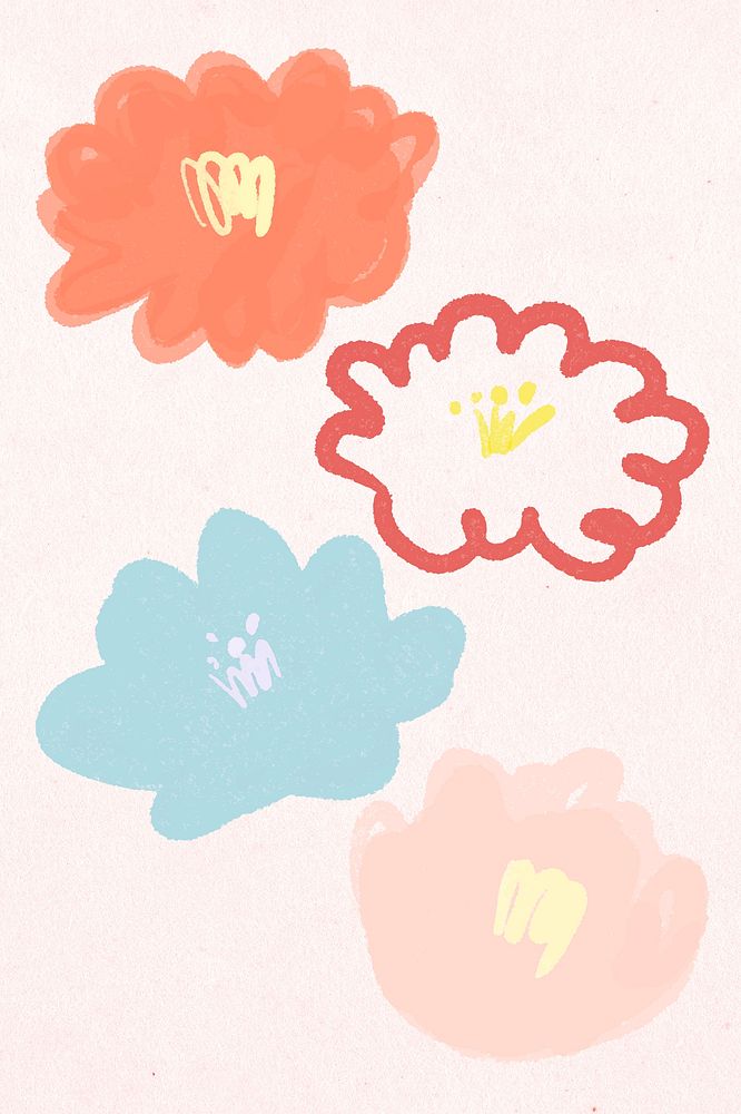 Blooming flower psd floral illustration set