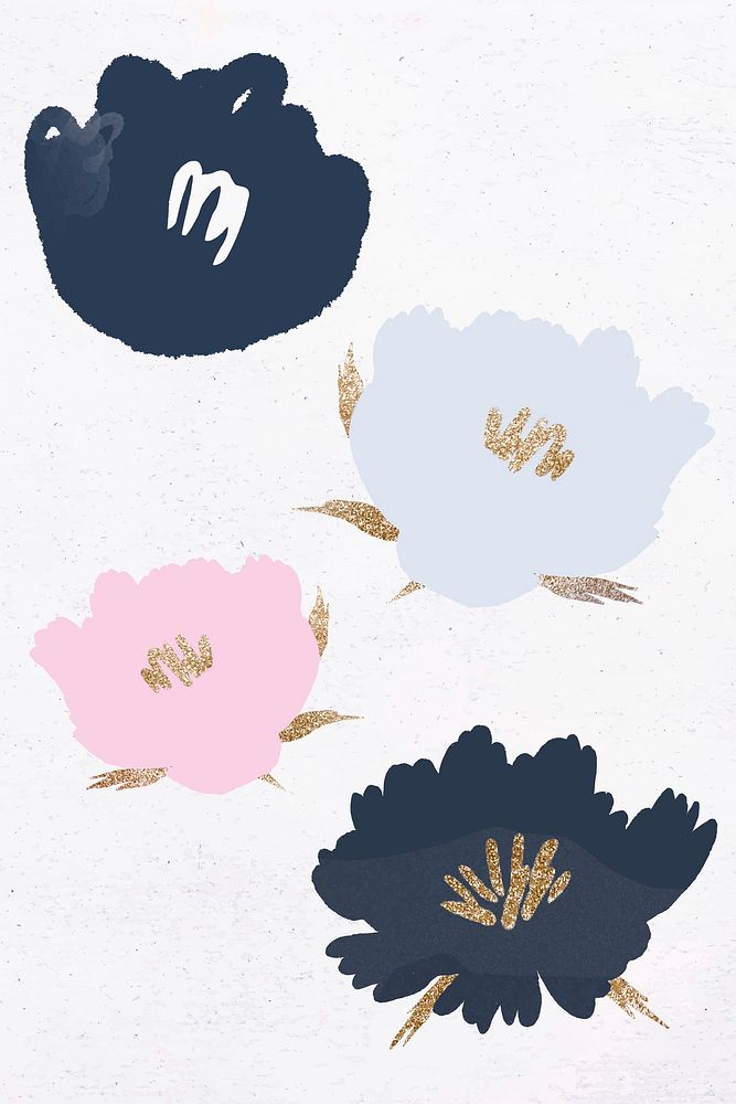 Blooming flower vector floral illustration set