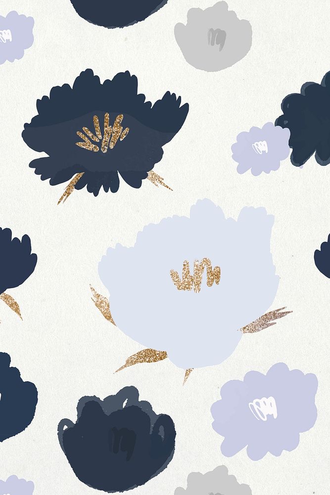 Floral pattern background psd hand drawn