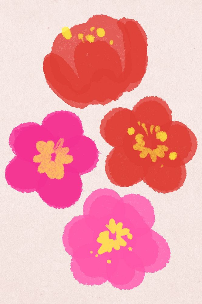 Chinese national flowers psd illustration elements