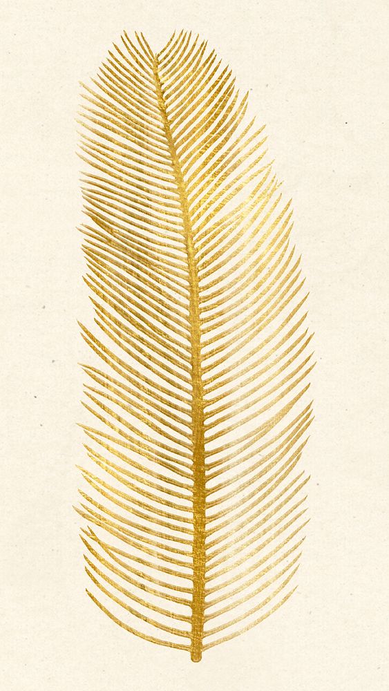 Psd golden palm leaf vintage illustration sticker