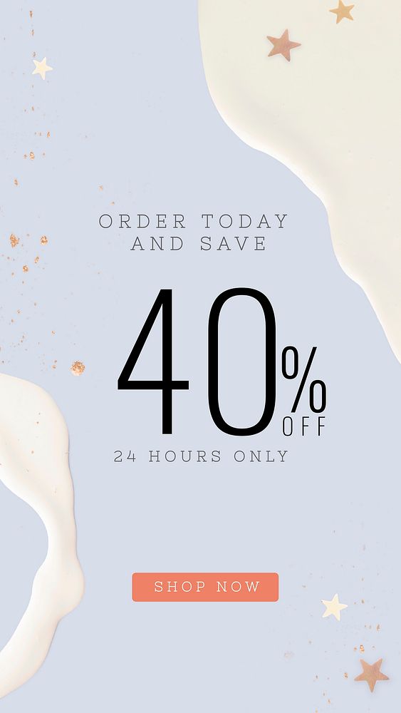 Order today and save 40% off vector template
