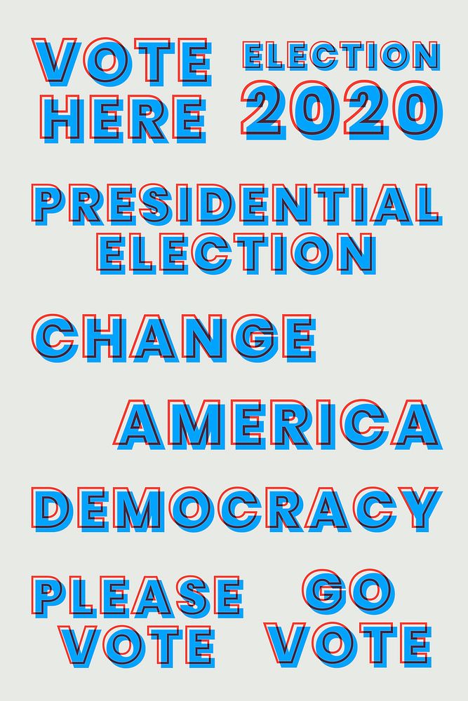 US election 2020 layered multiply font vector typography