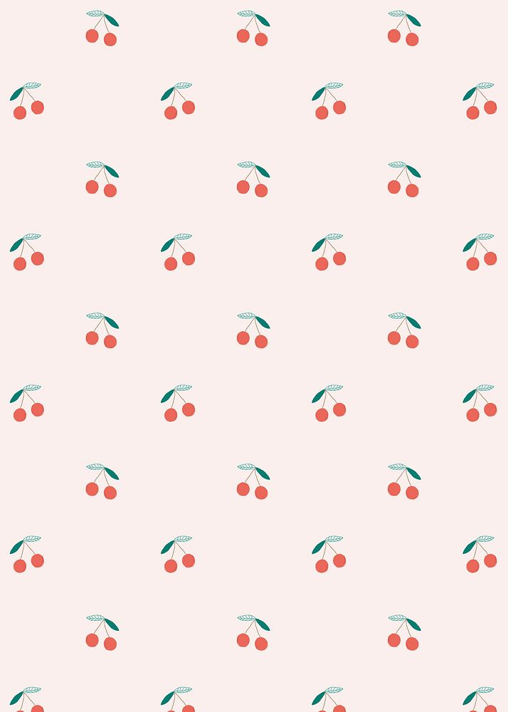 Psd hand drawn cherry pattern background