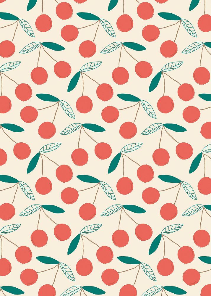 Vector seamless cherry pattern pastel background