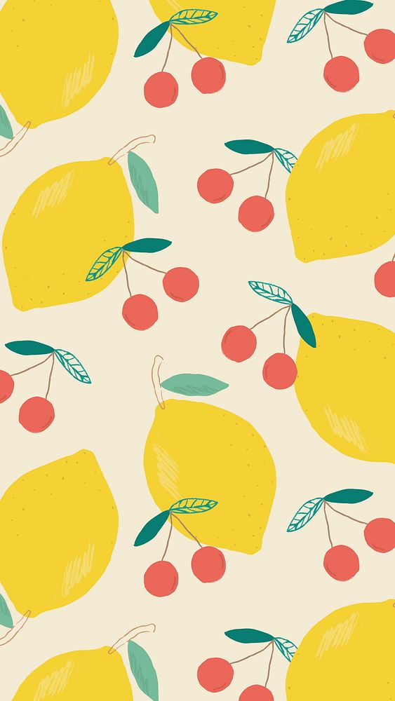 Psd lemon cherry pattern background