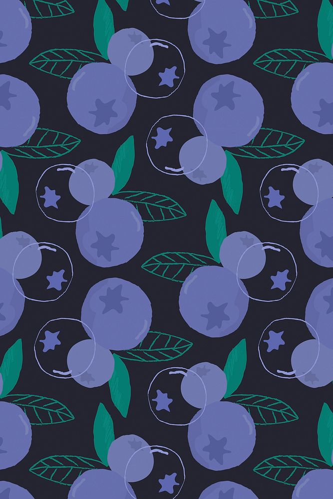 Fruit blueberry pattern black background