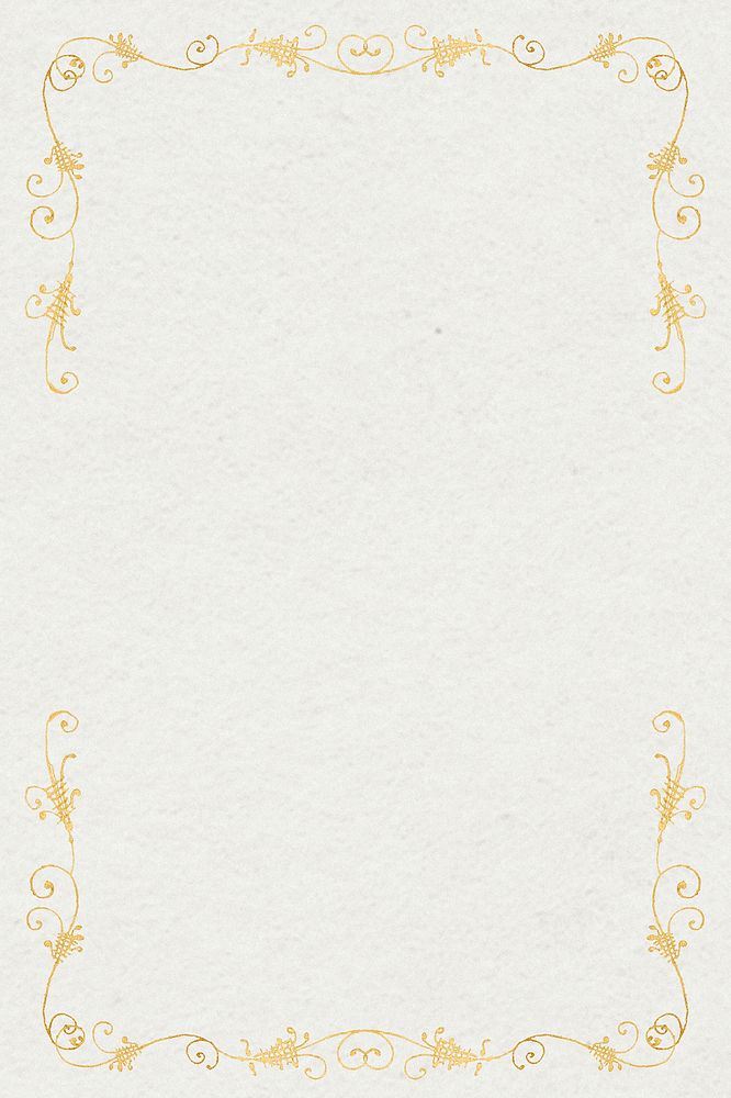 Gold filigree vintage border on white