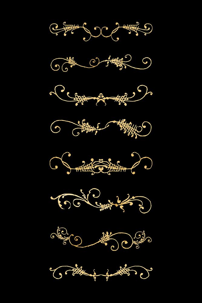 Vintage gold divider vector set, remix from The Model Book of Calligraphy Joris Hoefnagel and Georg Bocskay