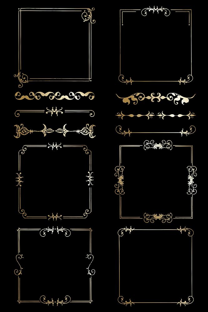 Vintage gold vector ornamental element set, remix from The Model Book of Calligraphy Joris Hoefnagel and Georg Bocskay
