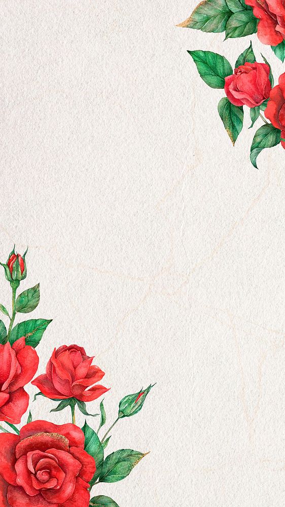 Rose border mobile wallpaper background illustration