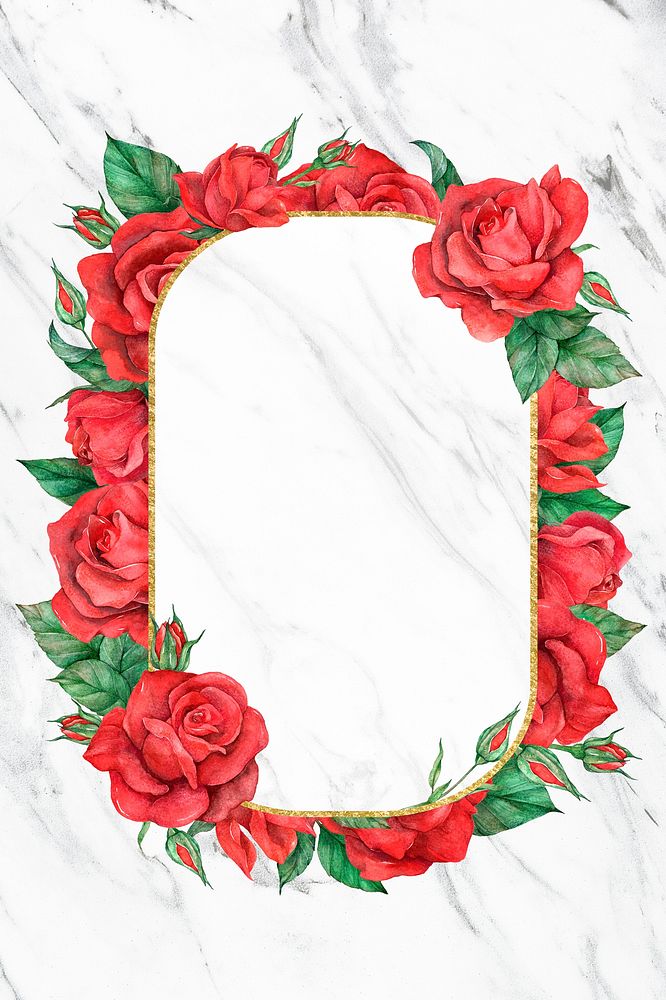 Blooming red rose floral frame illustration